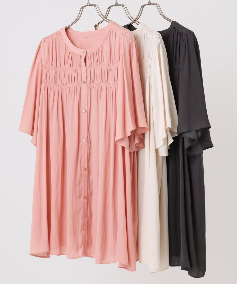 OLBIA28079 eur3(エウルキューブ) 【大きいサイズ/a.v.v×eur3】サテンシャーリングブラウス ピンク(03)