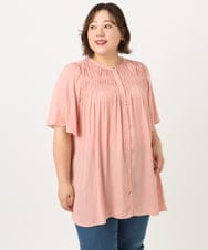 OLBIA28079 eur3(エウルキューブ) 【大きいサイズ/a.v.v×eur3】サテンシャーリングブラウス ピンク(03)