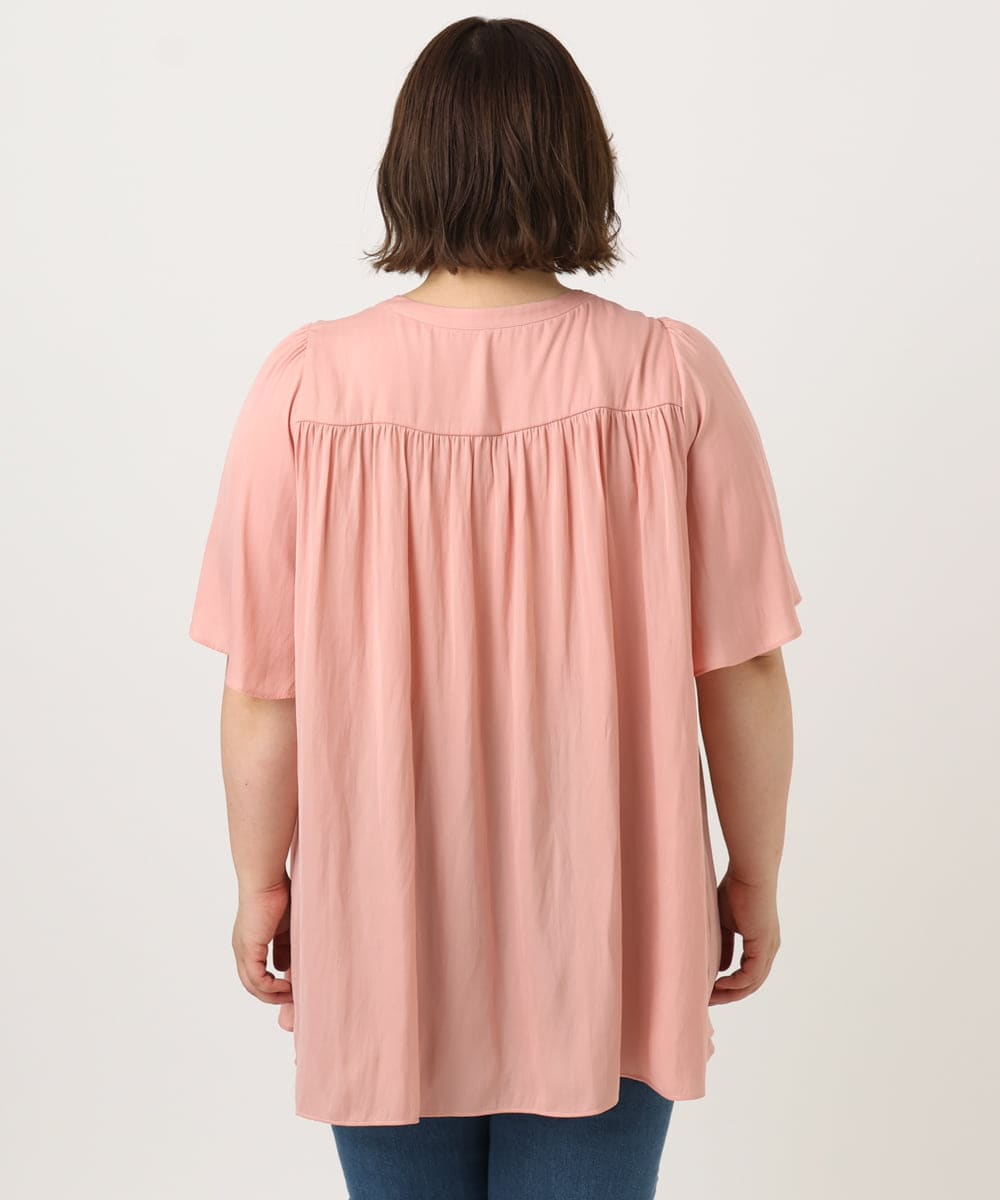 OLBIA28079 eur3(エウルキューブ) 【大きいサイズ/a.v.v×eur3】サテンシャーリングブラウス ピンク(03)