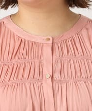 OLBIA28079 eur3(エウルキューブ) 【大きいサイズ/a.v.v×eur3】サテンシャーリングブラウス ピンク(03)