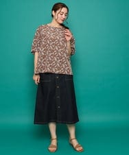 OLBIA41099 eur3(エウルキューブ) 【大きいサイズ】フラワープリントブラウス モカ(84)