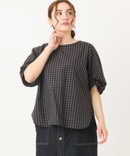 OLBIA42089 eur3(エウルキューブ) 【WEB先行販売】【大きいサイズ】ブロードタックブラウス ダークグレー(93)