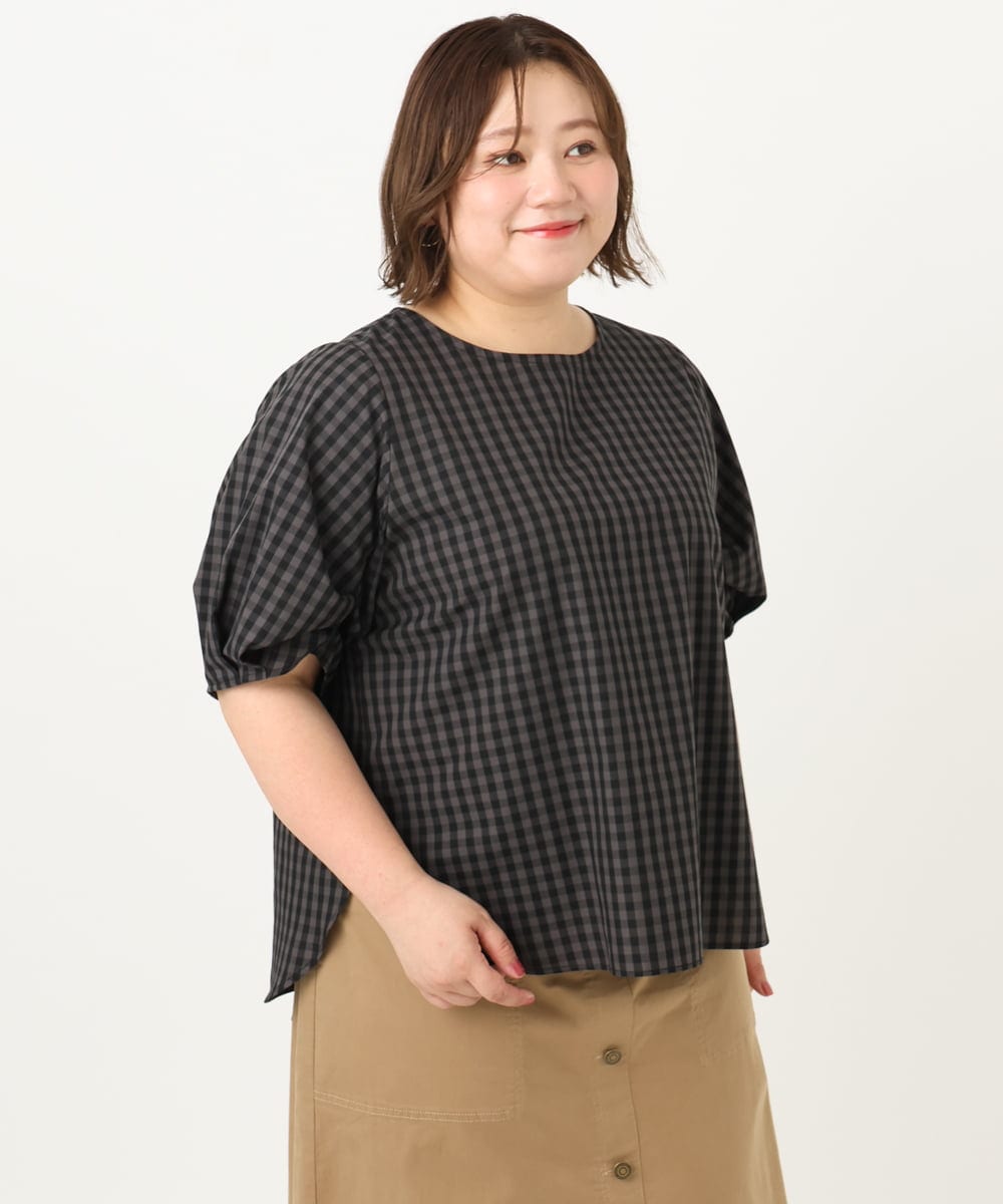 OLBIA42089 eur3(エウルキューブ) 【WEB先行販売】【大きいサイズ】ブロードタックブラウス ダークグレー(93)