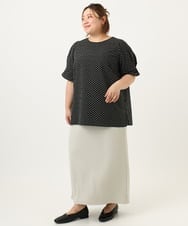 OLBIA43089 eur3(エウルキューブ) 【大きいサイズ】ぽこぽこドットブラウス ブラック(94)
