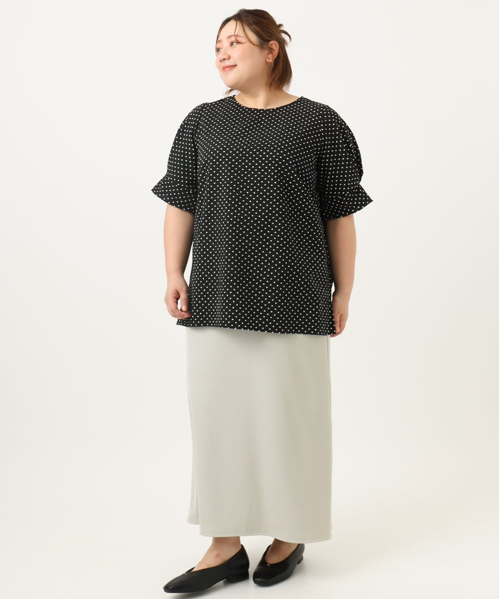 OLBIA43089 eur3(エウルキューブ) 【大きいサイズ】ぽこぽこドットブラウス ブラック(94)