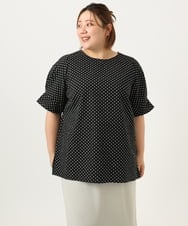 OLBIA43089 eur3(エウルキューブ) 【大きいサイズ】ぽこぽこドットブラウス ブラック(94)