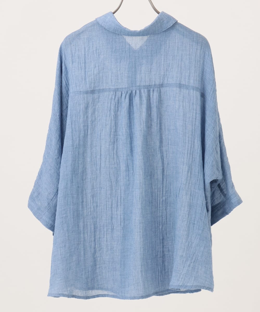 OLBID45099 eur3(エウルキューブ) 【WEB先行販売】【大きいサイズ】バックギャザーシャツ ブルー