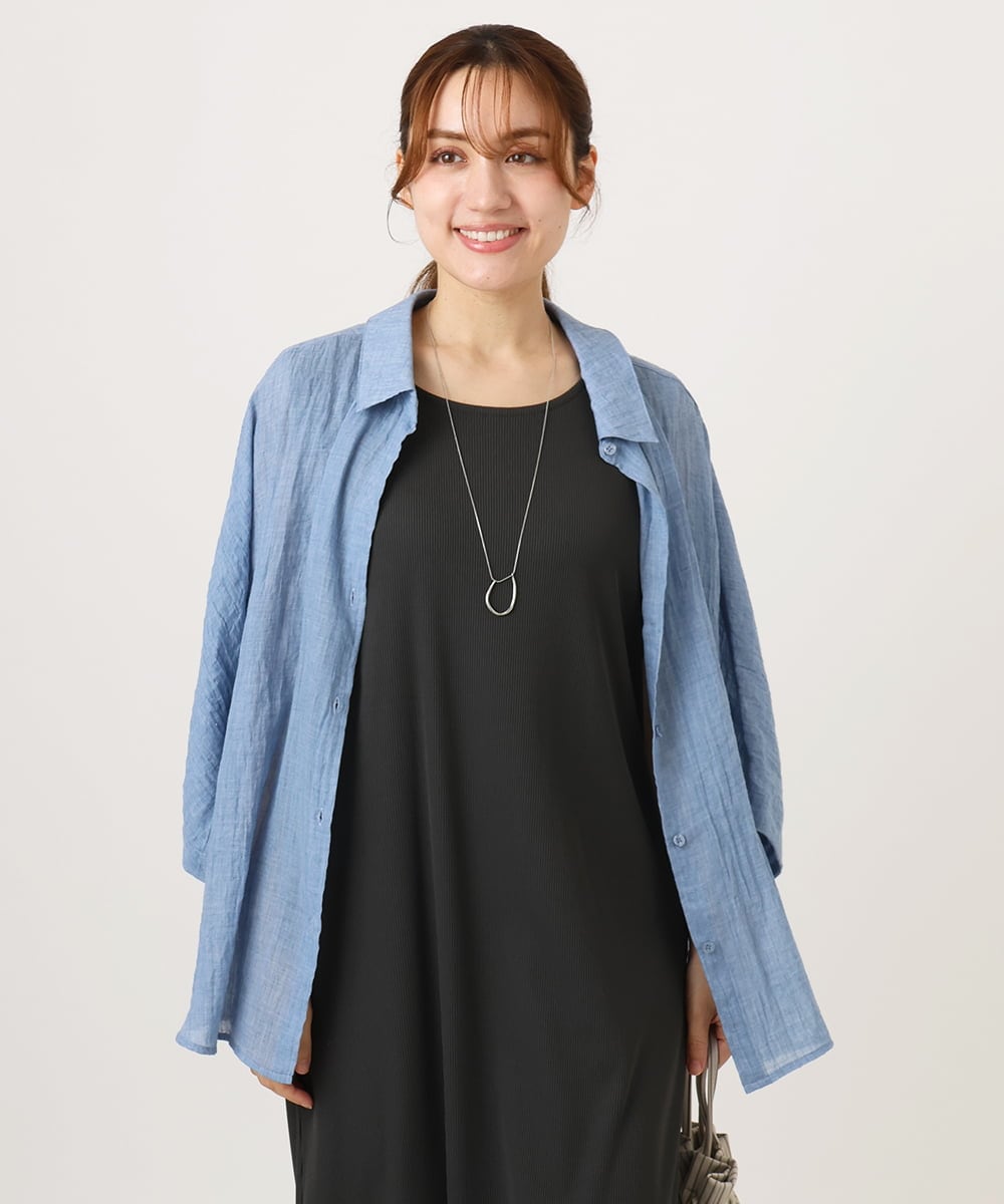 OLBID45099 eur3(エウルキューブ) 【WEB先行販売】【大きいサイズ】バックギャザーシャツ ブルー