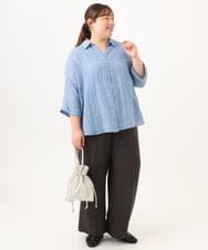 OLBID45099 eur3(エウルキューブ) 【大きいサイズ】バックギャザーシャツ ブルー