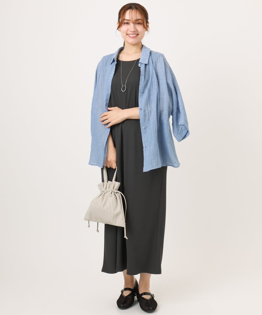 OLBID45099 eur3(エウルキューブ) 【大きいサイズ】バックギャザーシャツ ブルー