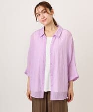 OLBID45099 eur3(エウルキューブ) 【大きいサイズ】バックギャザーシャツ ラベンダー