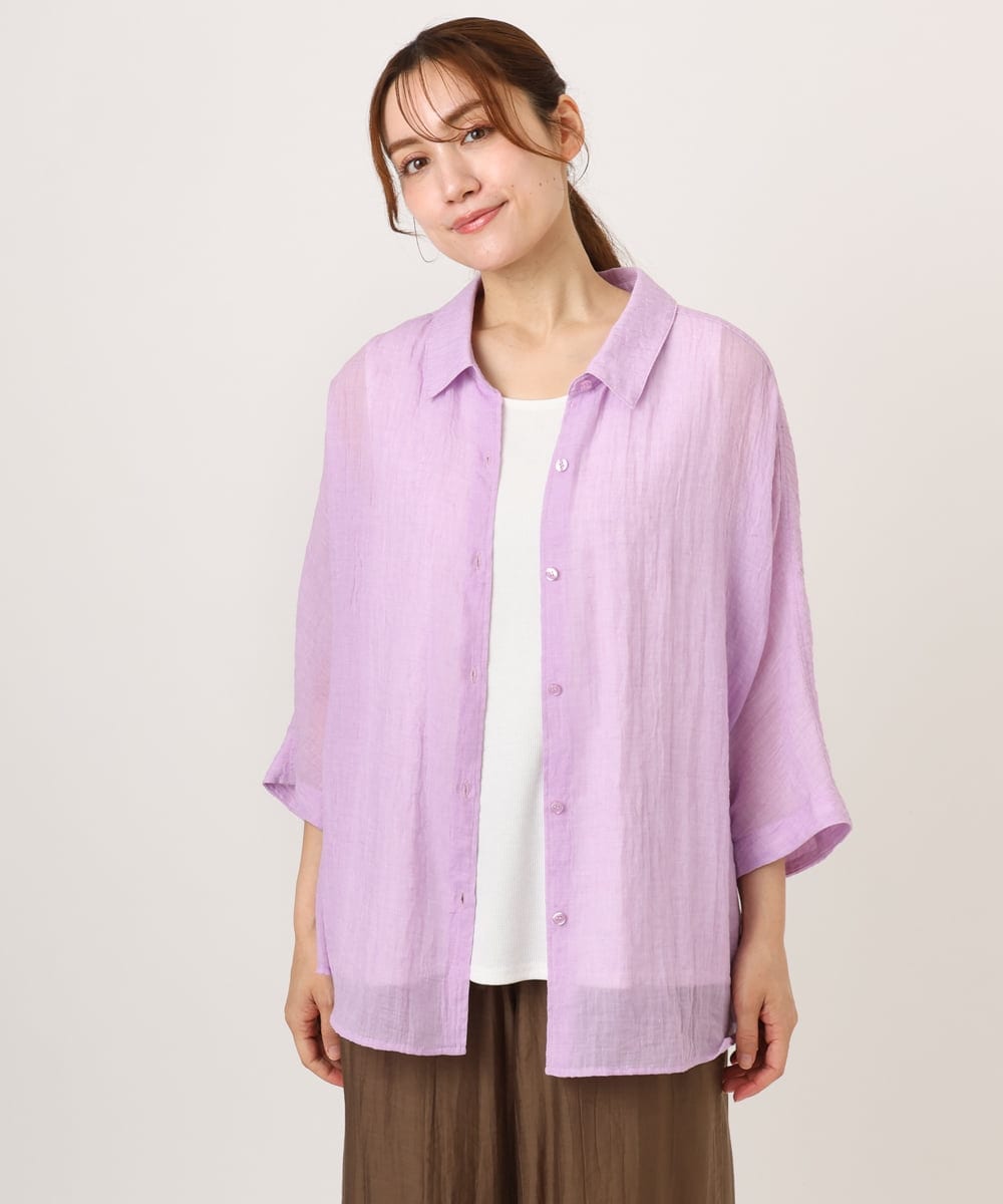 OLBID45099 eur3(エウルキューブ) 【大きいサイズ】バックギャザーシャツ ラベンダー