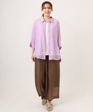 OLBID45099 eur3(エウルキューブ) 【大きいサイズ】バックギャザーシャツ ラベンダー