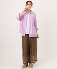 OLBID45099 eur3(エウルキューブ) 【大きいサイズ】バックギャザーシャツ ラベンダー