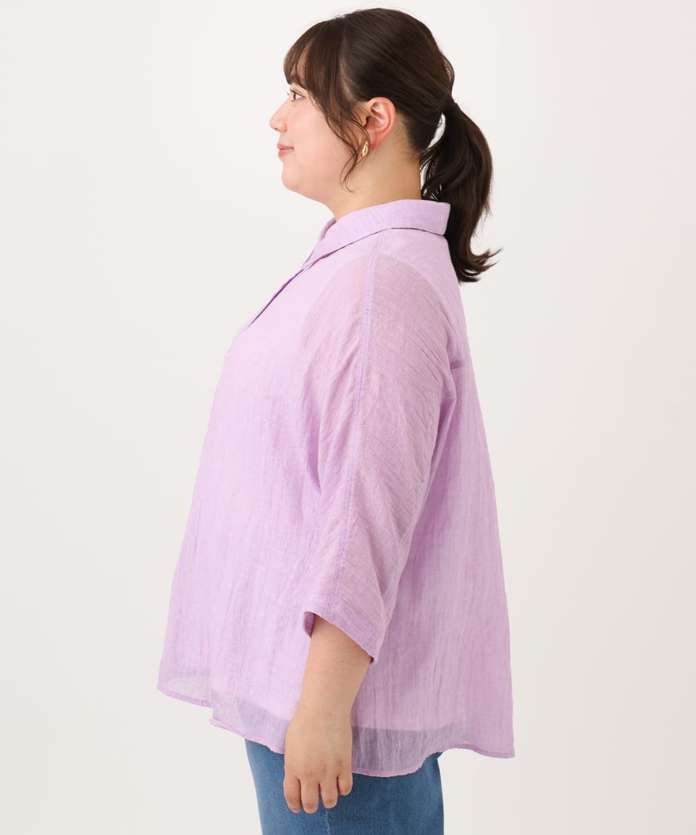 OLBID45099 eur3(エウルキューブ) 【WEB先行販売】【大きいサイズ】バックギャザーシャツ ラベンダー