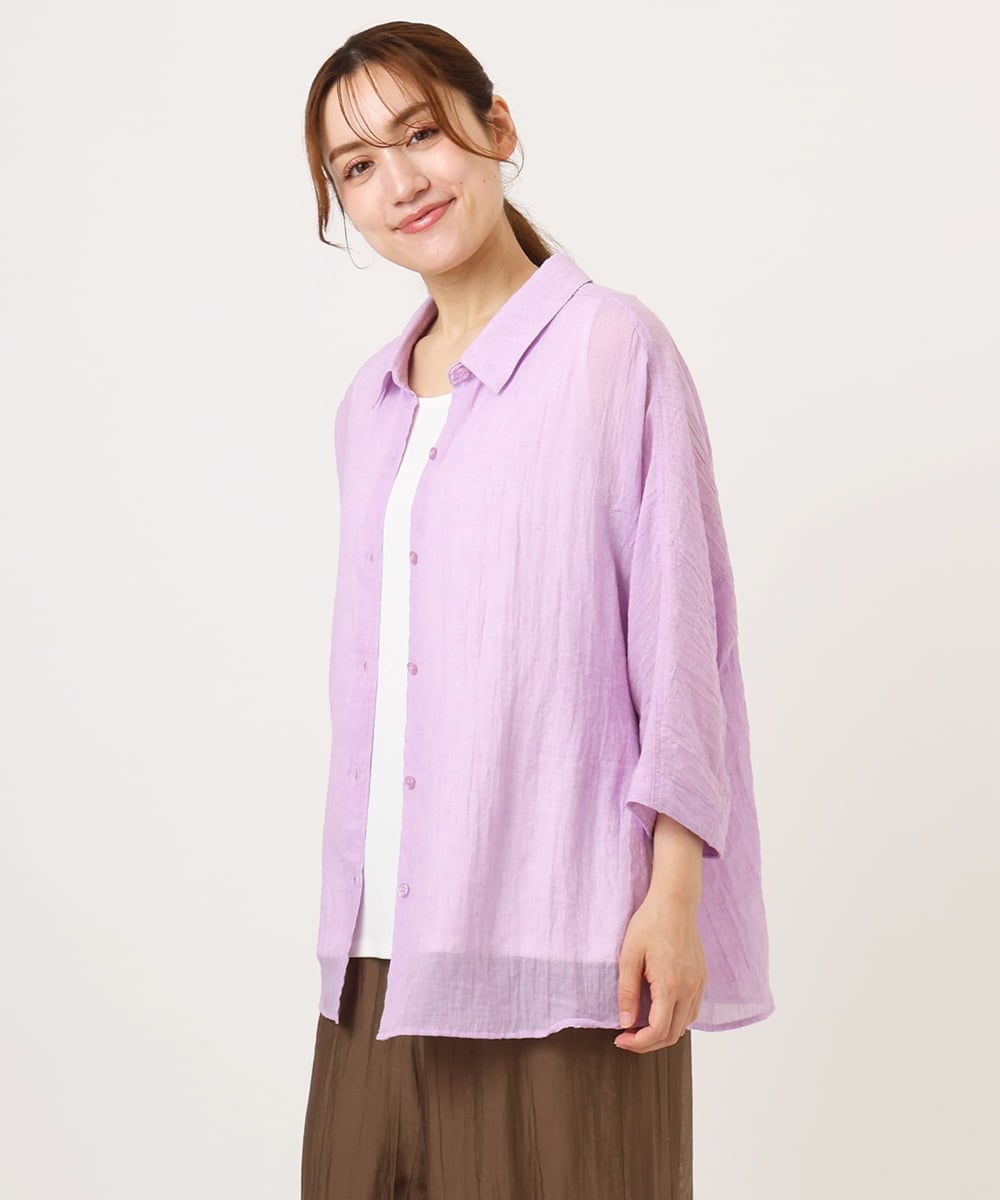 OLBID45099 eur3(エウルキューブ) 【WEB先行販売】【大きいサイズ】バックギャザーシャツ ラベンダー