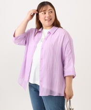 OLBID45099 eur3(エウルキューブ) 【大きいサイズ】バックギャザーシャツ ラベンダー