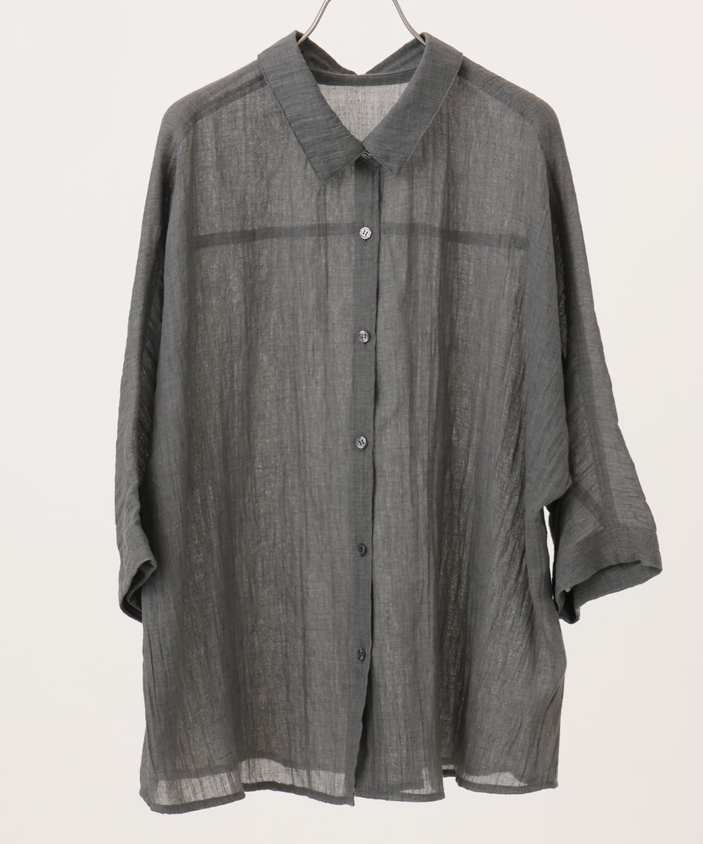 OLBID45099 eur3(エウルキューブ) 【WEB先行販売】【大きいサイズ】バックギャザーシャツ ダークグレー