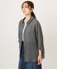 OLBID45099 eur3(エウルキューブ) 【大きいサイズ】バックギャザーシャツ ダークグレー