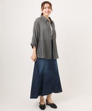 OLBID45099 eur3(エウルキューブ) 【大きいサイズ】バックギャザーシャツ ダークグレー