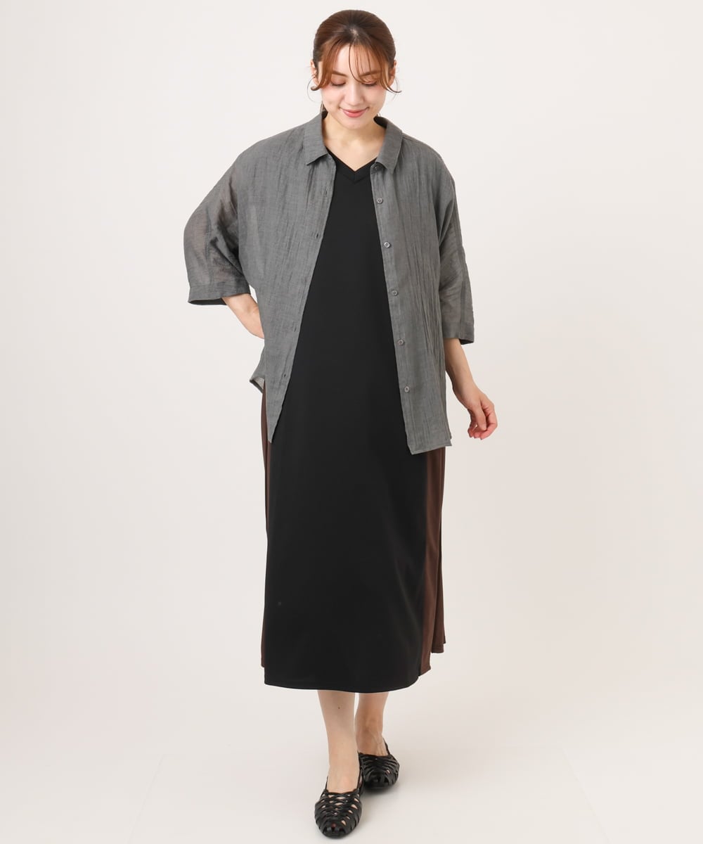 OLBID45099 eur3(エウルキューブ) 【大きいサイズ】バックギャザーシャツ ダークグレー