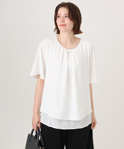 OLBID46089 eur3 【WEB先行販売】【大きいサイズ/11号サイズあり】2WAYタックブラウス