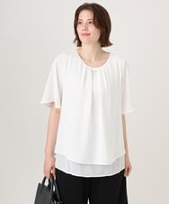 OLBID46089 eur3(エウルキューブ) 【WEB先行販売】【大きいサイズ/11号サイズあり】2WAYタックブラウス ホワイト