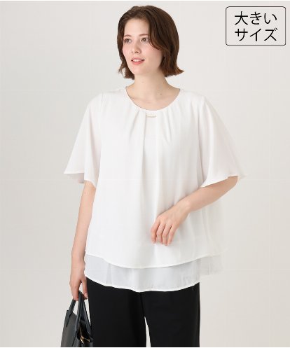 OLBID46089 eur3 【大きいサイズ/11号サイズあり】2WAYタックブラウス