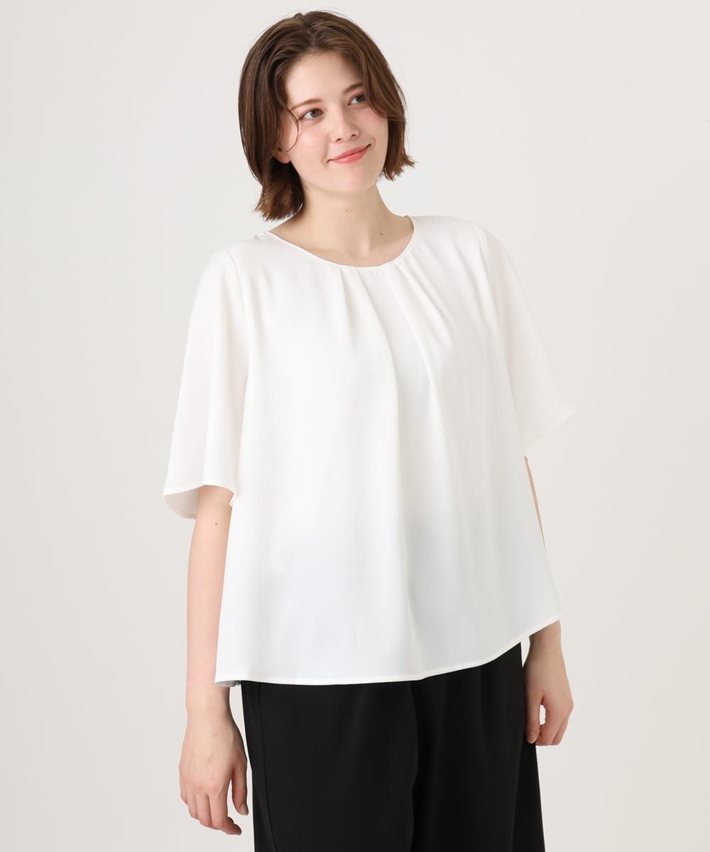 OLBID46089 eur3(エウルキューブ) 【WEB先行販売】【大きいサイズ/11号サイズあり】2WAYタックブラウス ホワイト