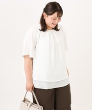 OLBID46089 eur3(エウルキューブ) 【WEB先行販売】【大きいサイズ/11号サイズあり】2WAYタックブラウス ホワイト