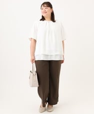 OLBID46089 eur3(エウルキューブ) 【WEB先行販売】【大きいサイズ/11号サイズあり】2WAYタックブラウス ホワイト