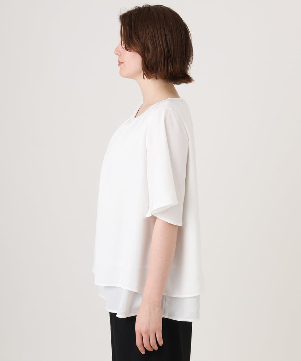 OLBID46089 eur3(エウルキューブ) 【WEB先行販売】【大きいサイズ/11号サイズあり】2WAYタックブラウス ホワイト