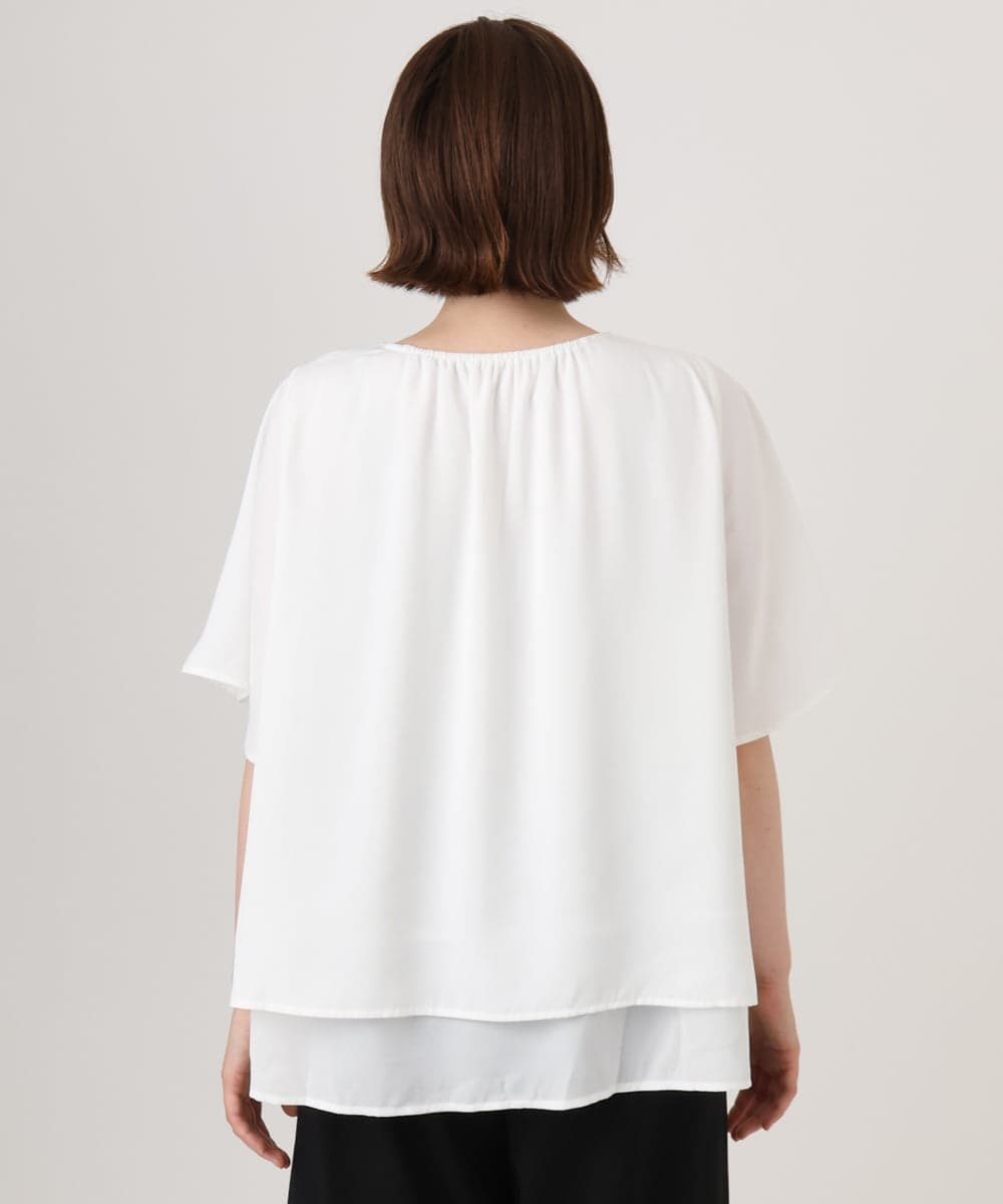 OLBID46089 eur3(エウルキューブ) 【WEB先行販売】【大きいサイズ/11号サイズあり】2WAYタックブラウス ホワイト