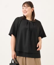 OLBID46089 eur3(エウルキューブ) 【WEB先行販売】【大きいサイズ/11号サイズあり】2WAYタックブラウス ブラック