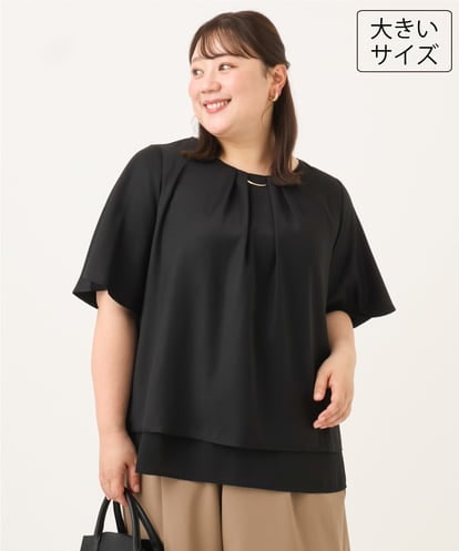 OLBID46089 eur3 【大きいサイズ/11号サイズあり】2WAYタックブラウス
