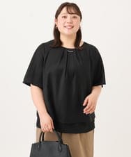 OLBID46089 eur3(エウルキューブ) 【WEB先行販売】【大きいサイズ/11号サイズあり】2WAYタックブラウス ブラック