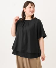 OLBID46089 eur3(エウルキューブ) 【WEB先行販売】【大きいサイズ/11号サイズあり】2WAYタックブラウス ブラック