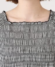 OLBID47089 eur3(エウルキューブ) 【WEB先行販売】【大きいサイズ/速乾】ギンガムチェックシャーリングブラウス ホワイト
