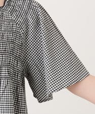 OLBID47089 eur3(エウルキューブ) 【WEB先行販売】【大きいサイズ/速乾】ギンガムチェックシャーリングブラウス ホワイト