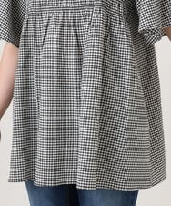 OLBID47089 eur3(エウルキューブ) 【WEB先行販売】【大きいサイズ/速乾】ギンガムチェックシャーリングブラウス ホワイト