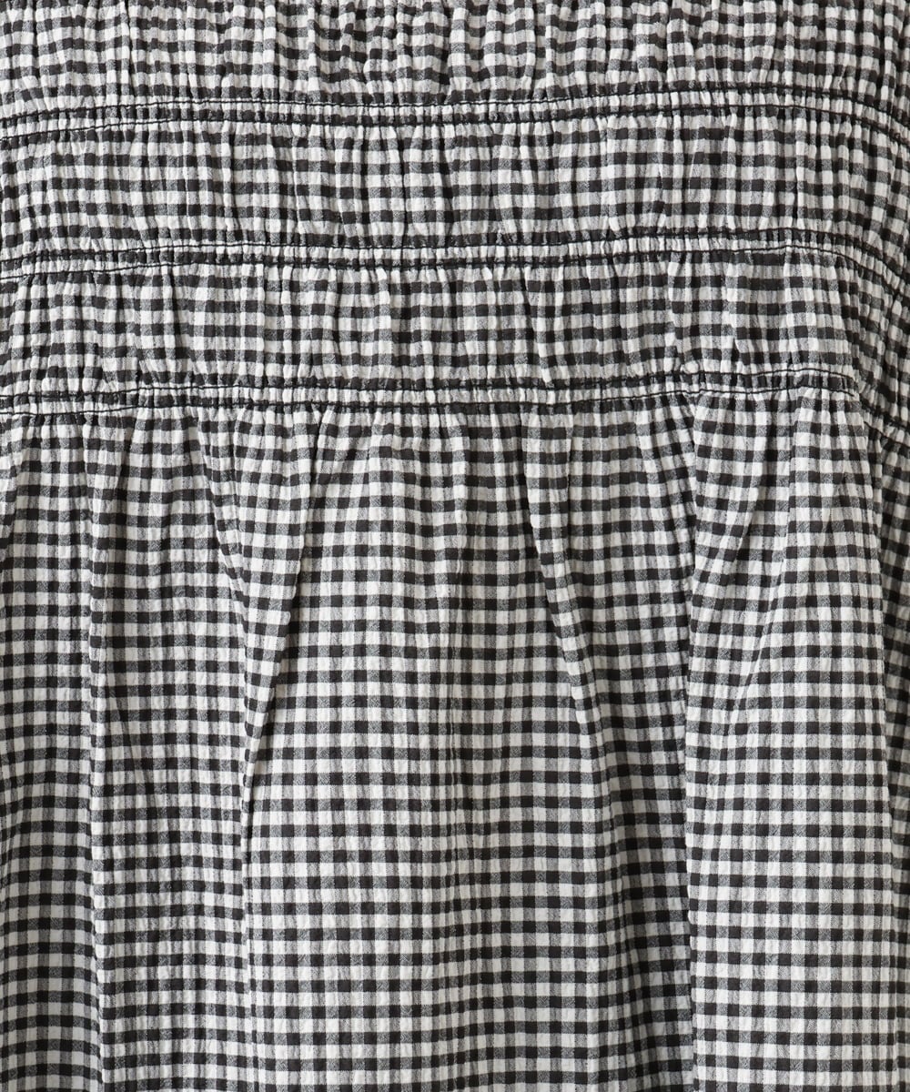 OLBID47089 eur3(エウルキューブ) 【WEB先行販売】【大きいサイズ/速乾】ギンガムチェックシャーリングブラウス ホワイト