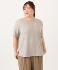 OLBID49099 eur3(エウルキューブ) 【WEB先行販売】【大きいサイズ】麻調ツイードトップス ベージュ