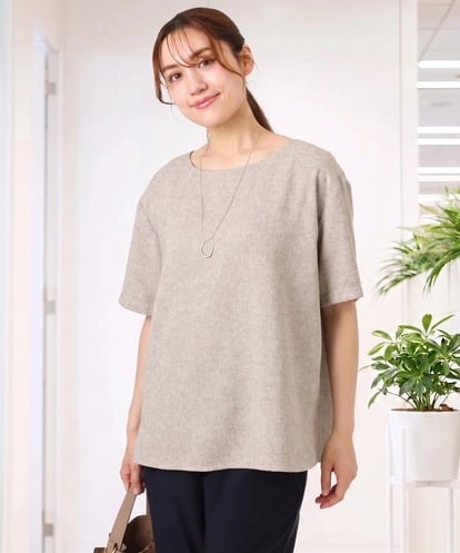 OLBID49099 eur3 【WEB先行販売】【大きいサイズ】麻調ツイードトップス