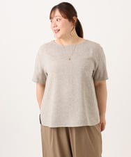 OLBID49099 eur3(エウルキューブ) 【WEB先行販売】【大きいサイズ】麻調ツイードトップス ベージュ