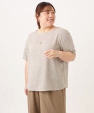 OLBID49099 eur3(エウルキューブ) 【WEB先行販売】【大きいサイズ】麻調ツイードトップス ベージュ