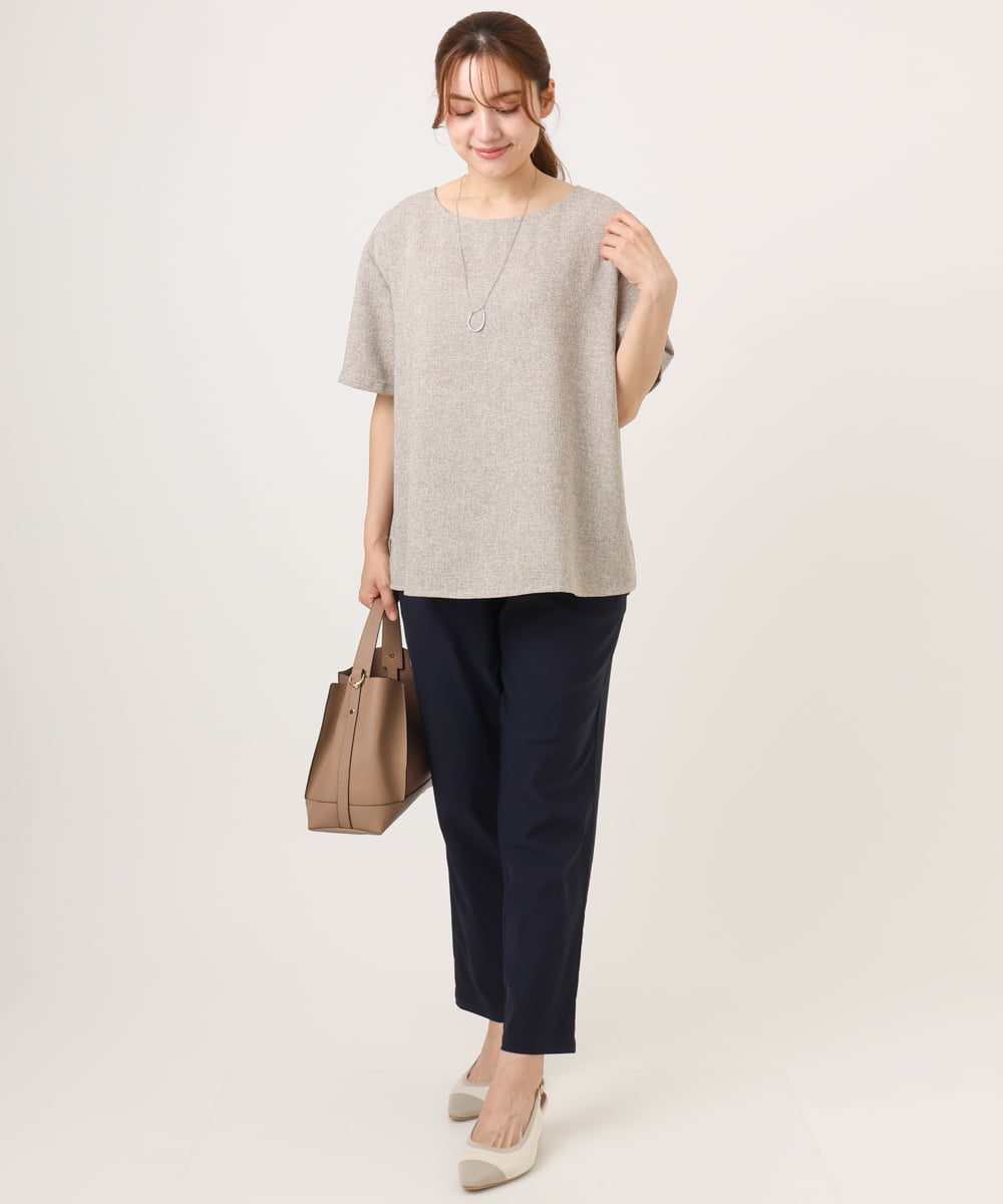 OLBID49099 eur3(エウルキューブ) 【大きいサイズ】麻調ツイードトップス ベージュ