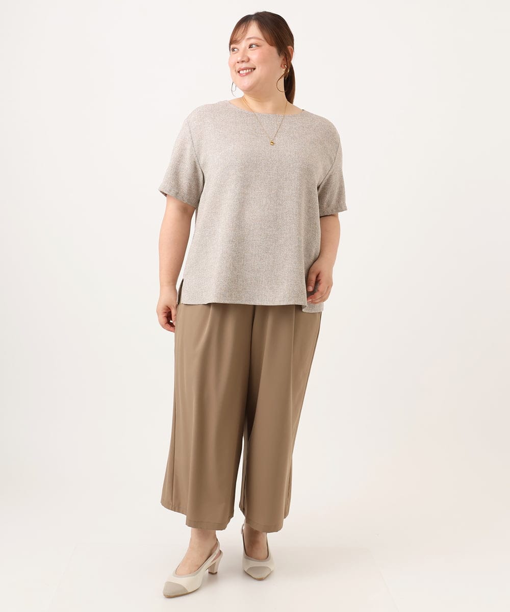 OLBID49099 eur3(エウルキューブ) 【WEB先行販売】【大きいサイズ】麻調ツイードトップス ベージュ