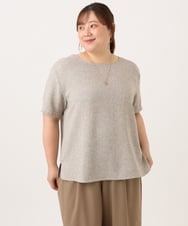 OLBID49099 eur3(エウルキューブ) 【大きいサイズ】麻調ツイードトップス ベージュ