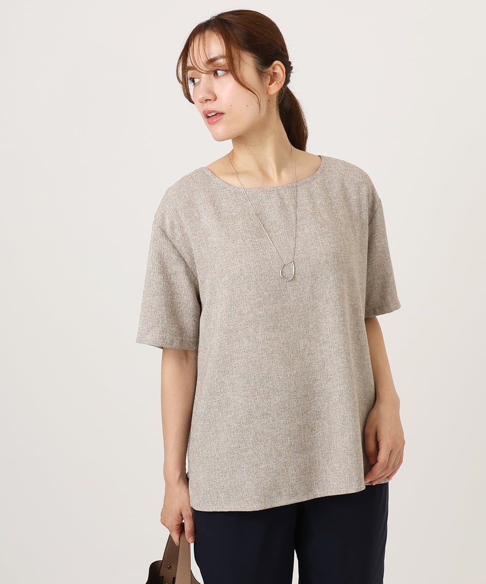 OLBID49099 eur3(エウルキューブ) 【WEB先行販売】【大きいサイズ】麻調ツイードトップス ベージュ