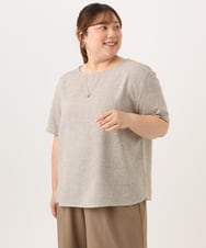 OLBID49099 eur3(エウルキューブ) 【大きいサイズ】麻調ツイードトップス ベージュ